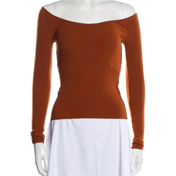 Reformation Orange Ribbed Long Sleeve Sz S - Picture 2 of 5